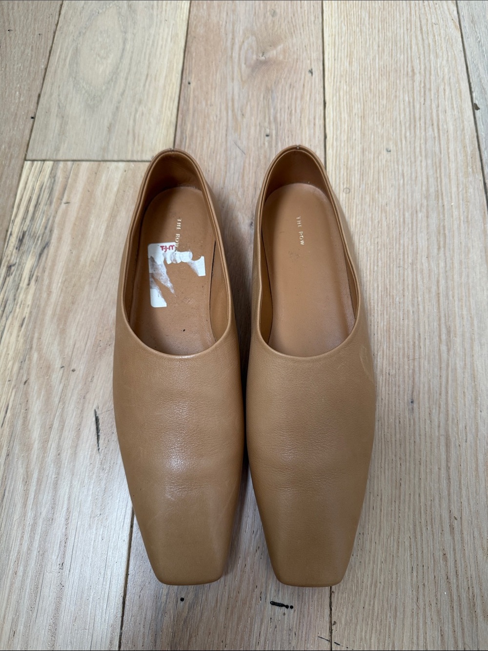 The Row Caramel Leather Slip-On Ballet Flats